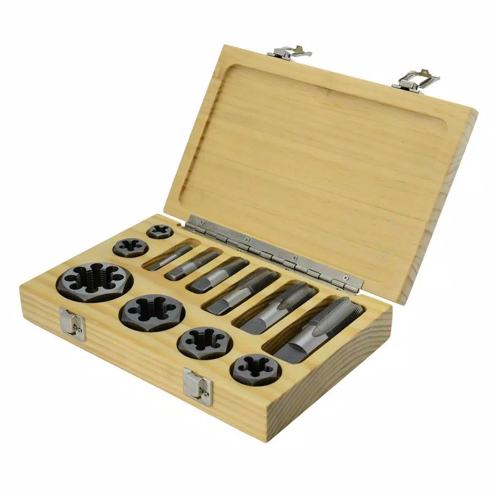 Cheapest ๐ฅฐ Drill America 1/8 In., 1/4 In., 3/8 In., 1/2 In., 3/4 In. And 1 In. Carbon Steel NPT Pipe Tap And Die Set (12-Piece) ๐
